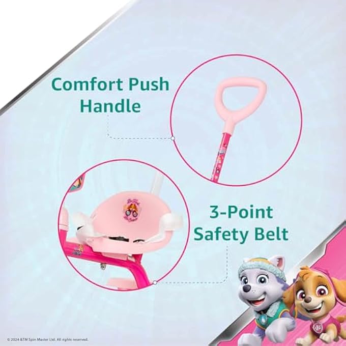 SPARTAN TRIKE 3WHEEL KIDS TRICYCLE CHILDREN TRIKE WITH STORAGE BOX WITH REMOVABLE PARENTS PUSH HANDLE BAR AVAILABLE IN , MARVEL & NICKELODEON LICENSORS (PINK) - Image 4
